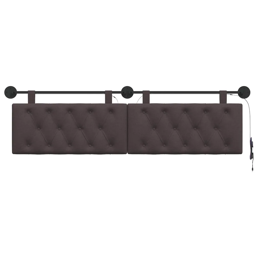 Tête de lit suspendue Avec lumière LED Marron foncé Tissu - 6