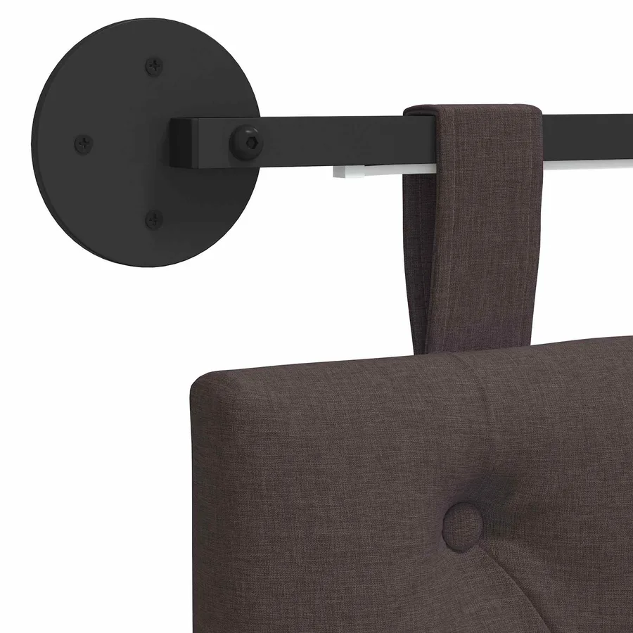 Tête de lit suspendue Avec lumière LED Marron foncé Tissu - 8