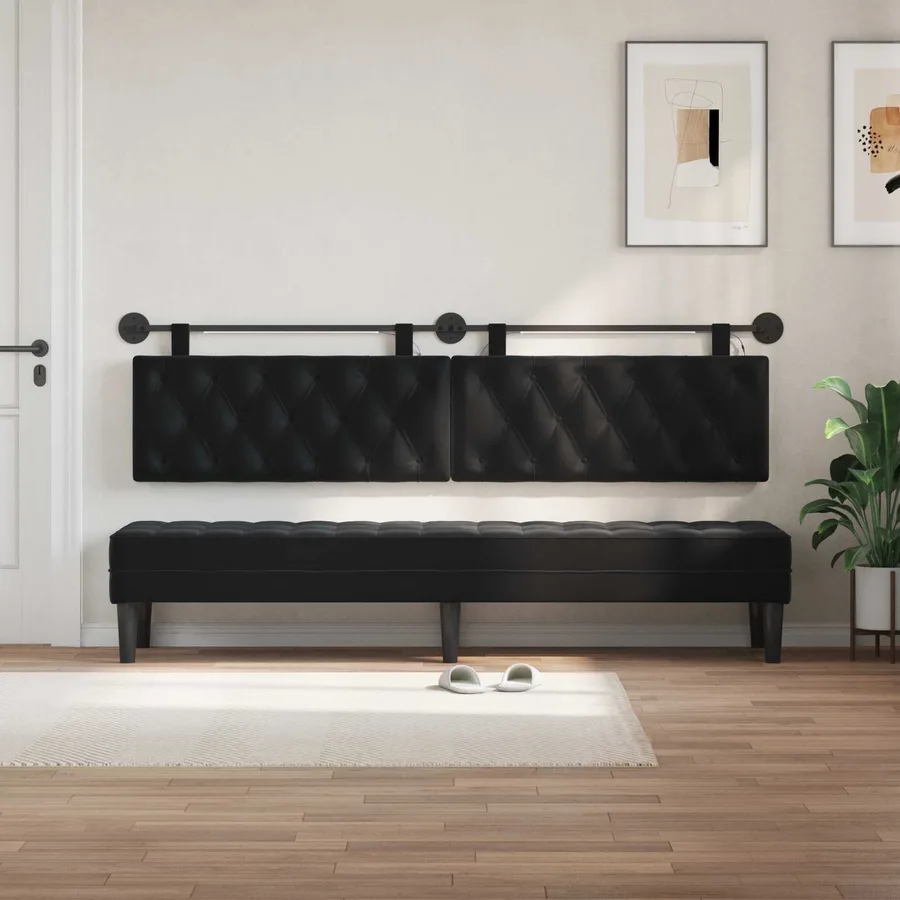 Tête de lit suspendue Avec lumière LED Noir Velours - 3