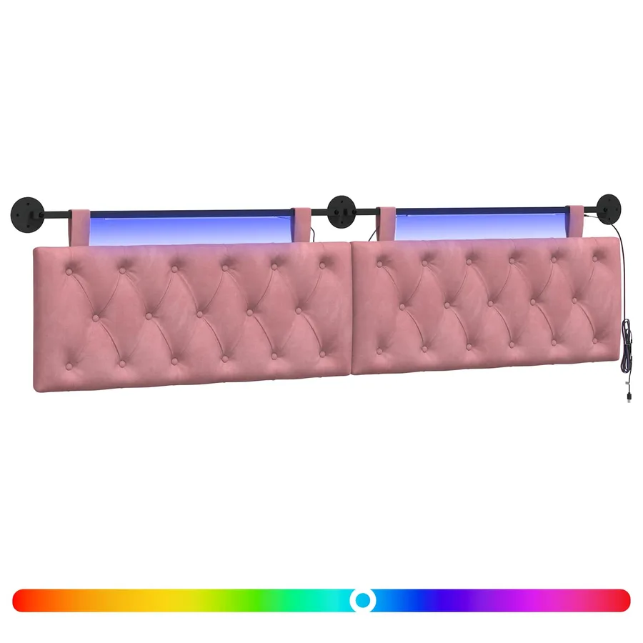 Tête de lit suspendue Avec lumière LED Rose Velours - 2