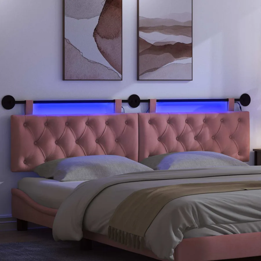 Tête de lit suspendue Avec lumière LED Rose Velours - 5