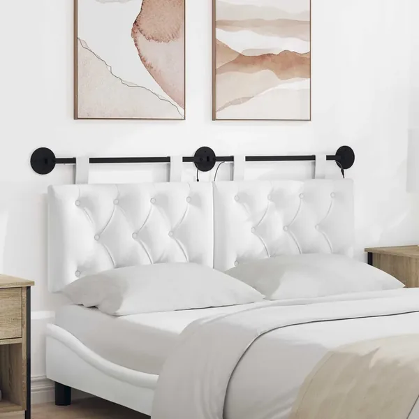 Tête de lit suspendue Avec lumière LED Blanc Tissu