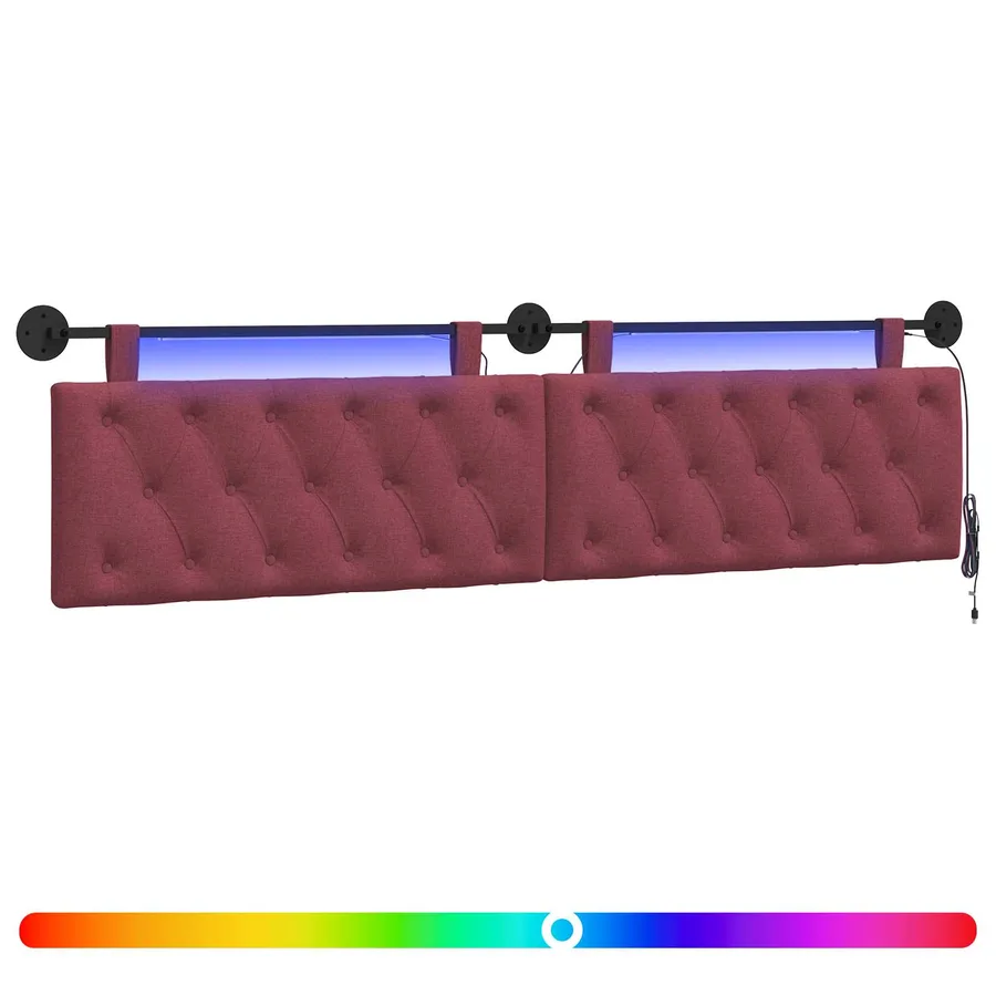 Tête de lit suspendue Avec lumière LED Bordeaux Tissu - 2