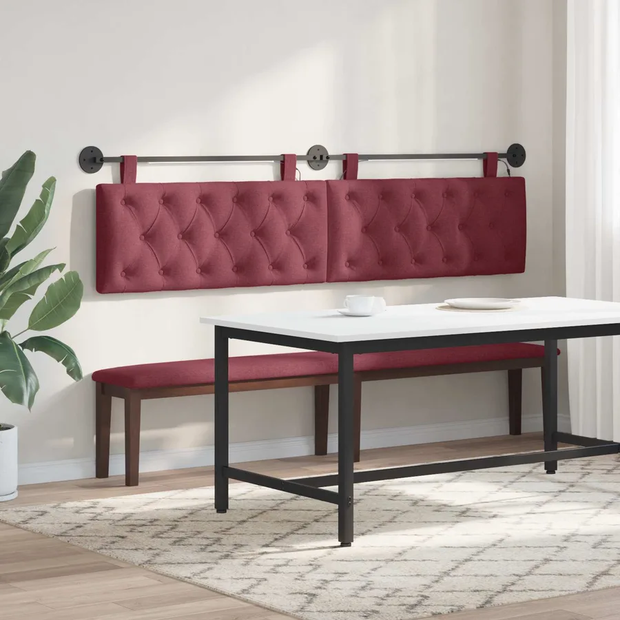 Tête de lit suspendue Avec lumière LED Bordeaux Tissu - 4