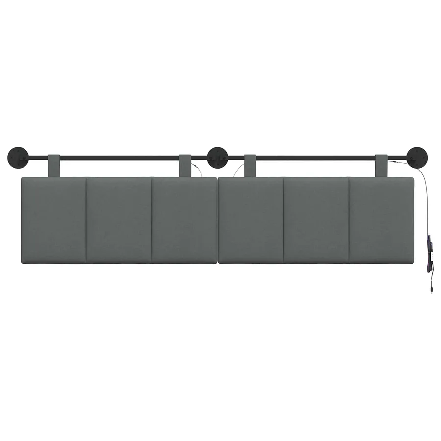 Tête de lit suspendue Avec lumière LED Gris foncé Tissu - 6