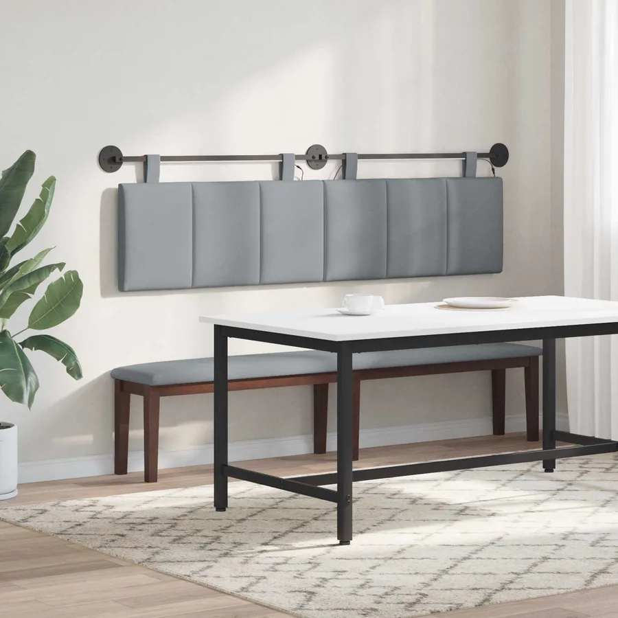 Tête de lit suspendue Avec lumière LED Gris clair Tissu - 4