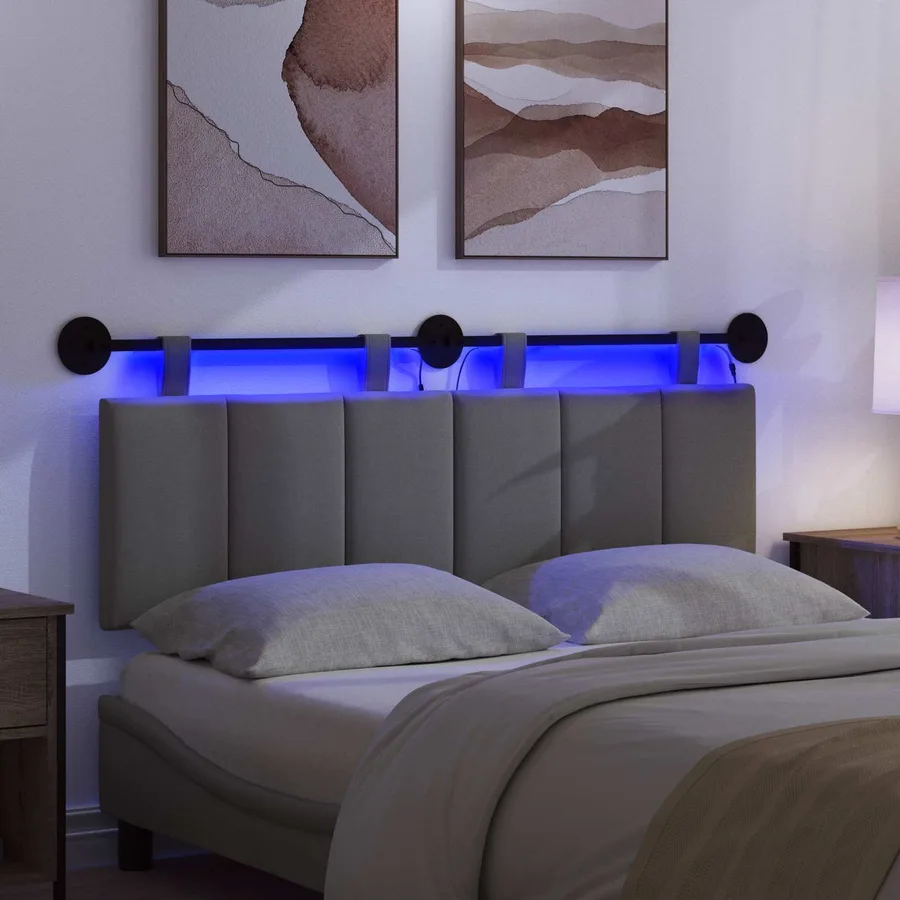 Tête de lit suspendue Avec lumière LED Gris foncé Tissu - 5