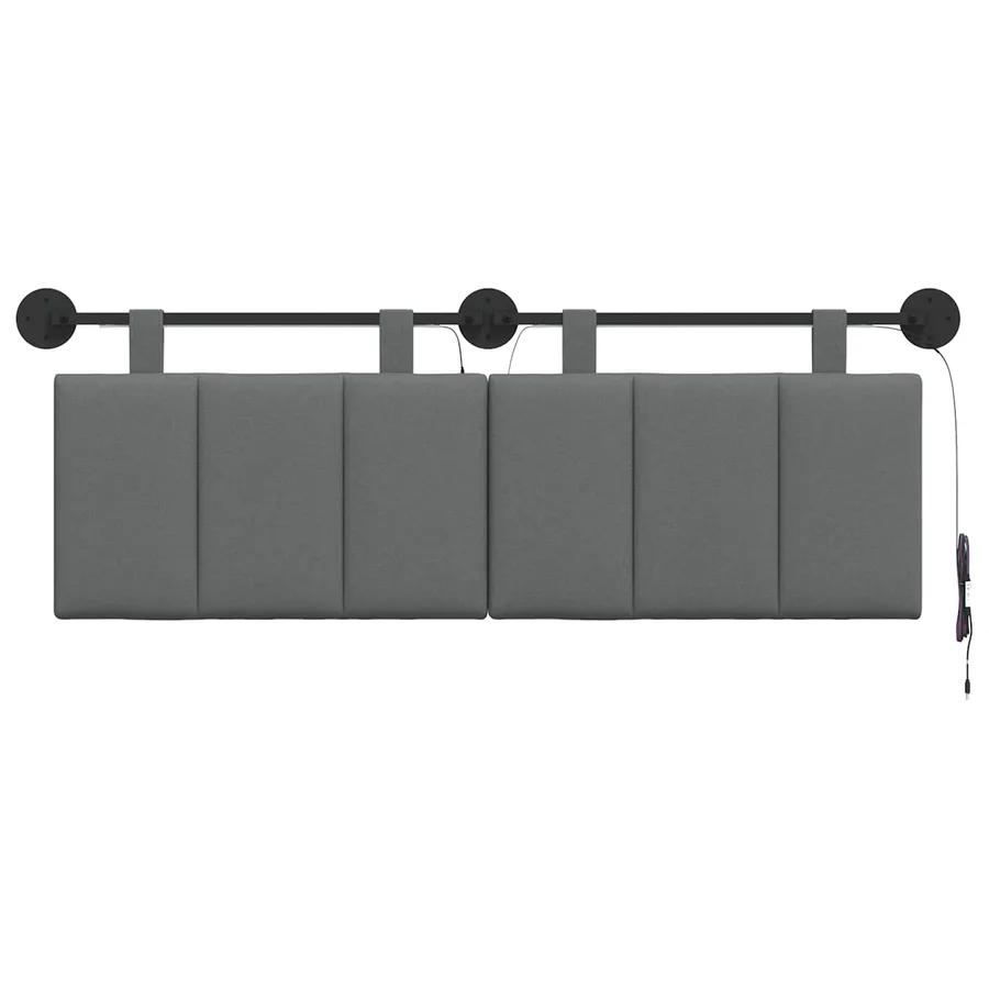 Tête de lit suspendue Avec lumière LED Gris foncé Tissu - 6