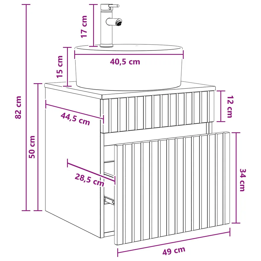 Meuble de lavabo mural Blanc brillant 49 x 44,5 x 65 cm - 8
