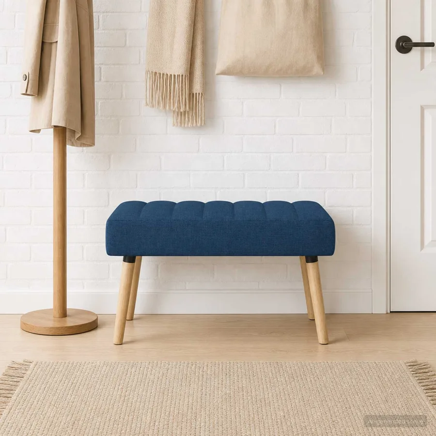 Banc capitonné canal Bleu 80 x 40 x 46 cm Tissu - 4