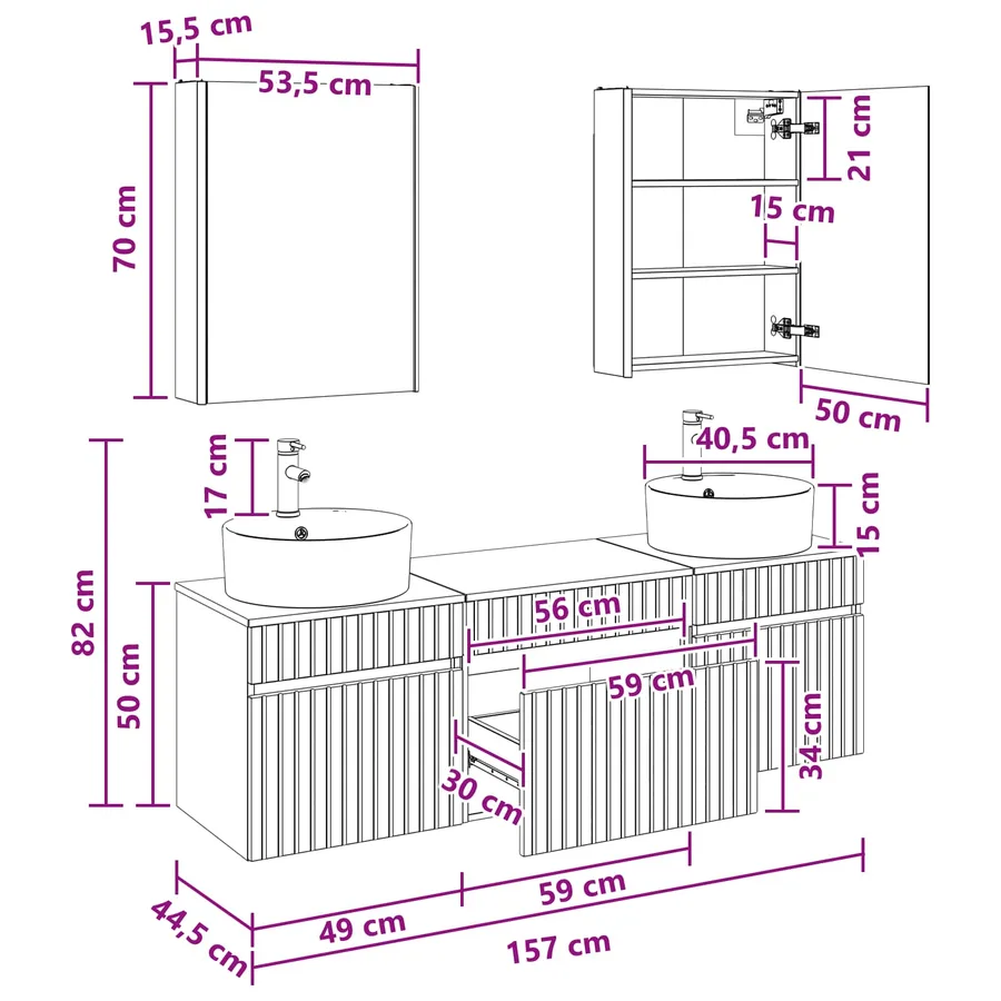 Ensemble d'armoire de salle de bain 5 pcs Sonoma gris - 13