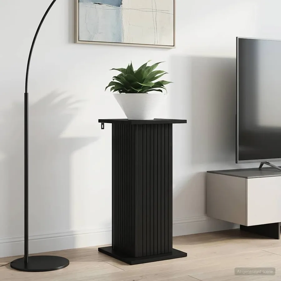 Support de Plante Noir 30,5 x 30 x 60,5 cm Bois d'ingénierie