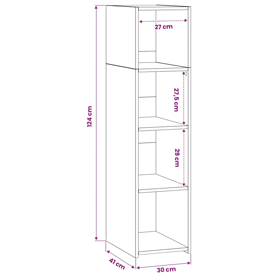 Haut Armoire Chêne artisanal 30 x 41 x 124 cm Bois d'ingénierie - 7