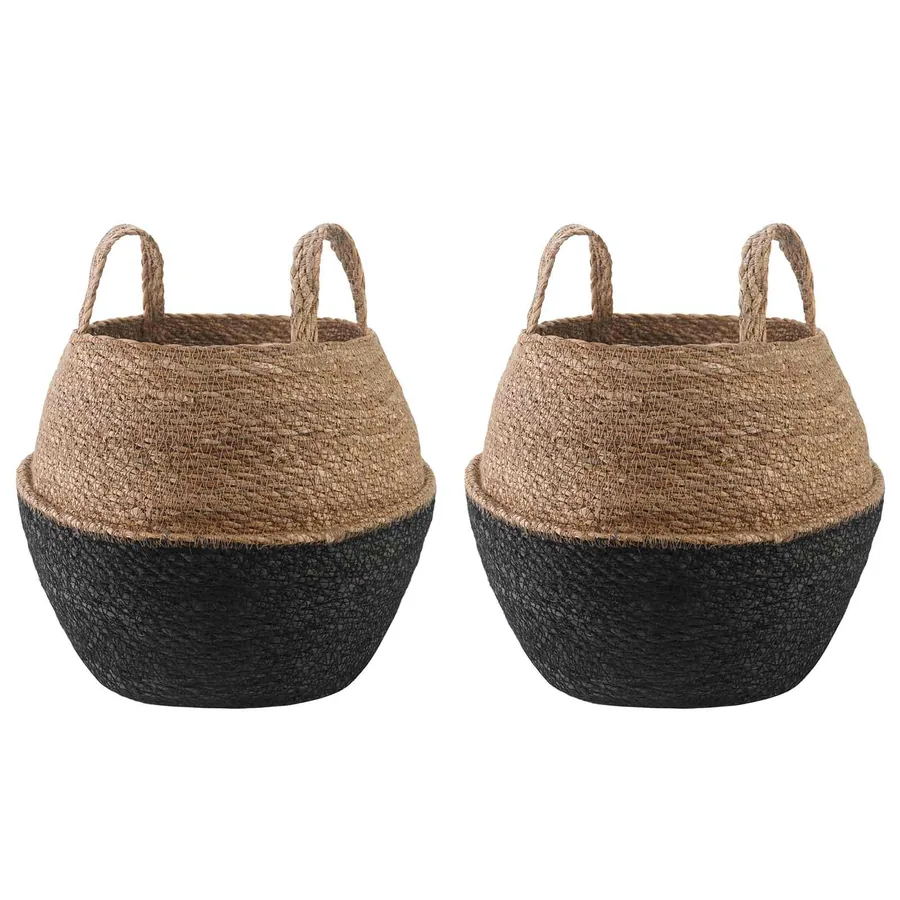 Pot de plante avec poignées 2 pcs Noir Ø 32 x 32 cm