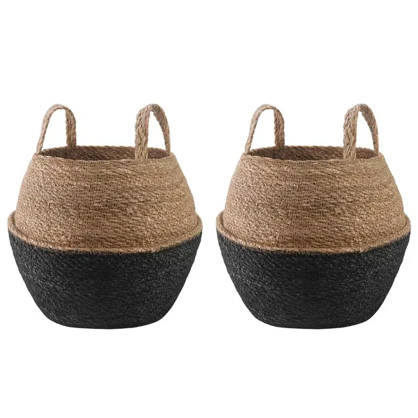 Pot de plante avec poignées 2 pcs Noir Ø 32 x 32 cm