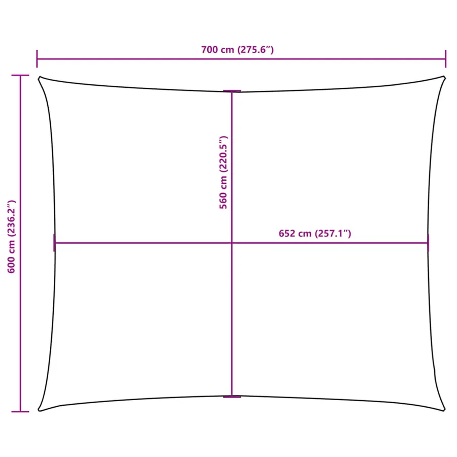Voile de parasol tissu oxford rectangulaire 6x7 m crème - 10