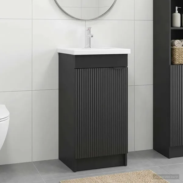 Meuble de salle de bain avec évier Noir 42 x 40 x 84,5 cm
