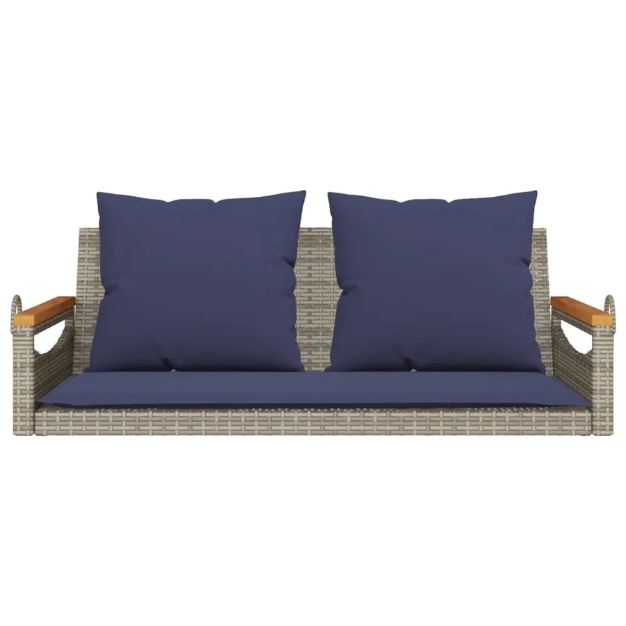 Balancelle avec coussins gris 109x62x40 cm résine tressée - 4