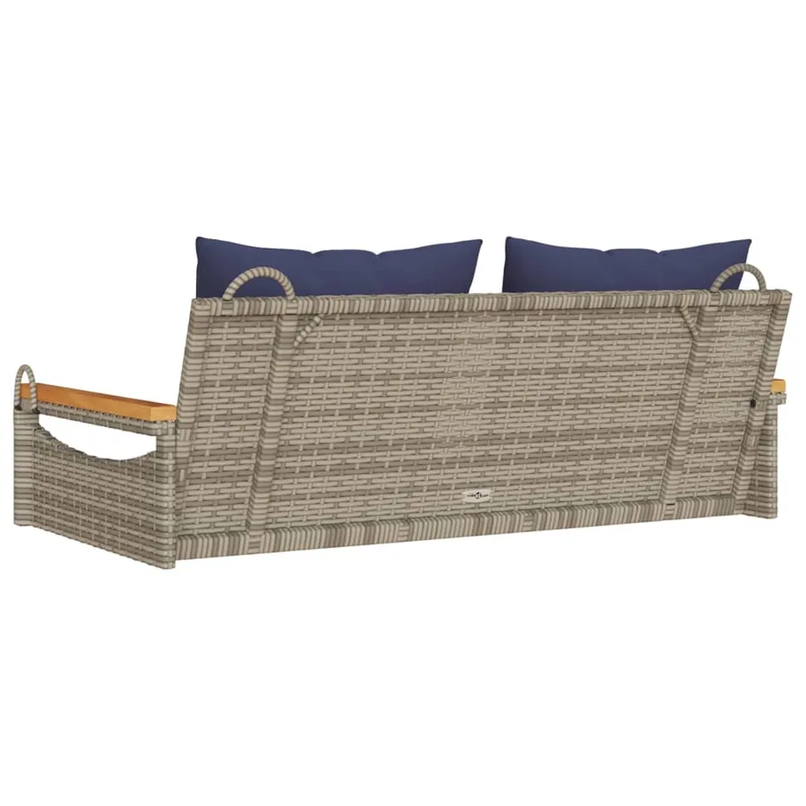 Balancelle avec coussins gris 109x62x40 cm résine tressée - 6