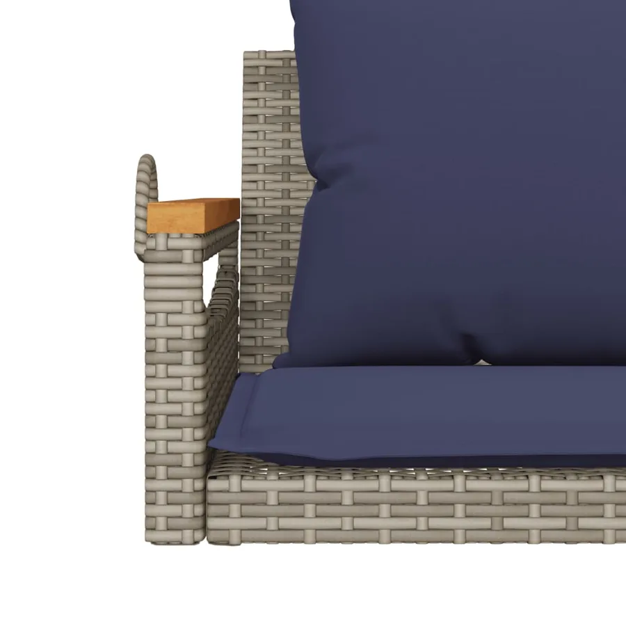 Balancelle avec coussins gris 109x62x40 cm résine tressée - 8