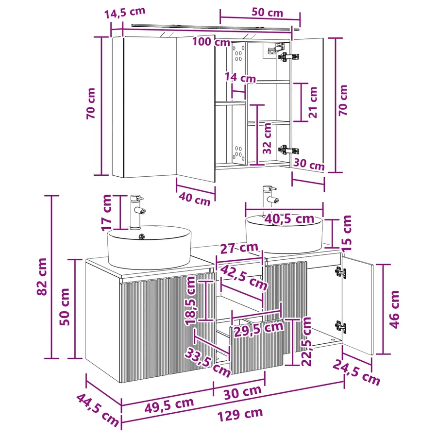 Ensemble d'armoire de salle de bain 4 pcs Gris béton - 13