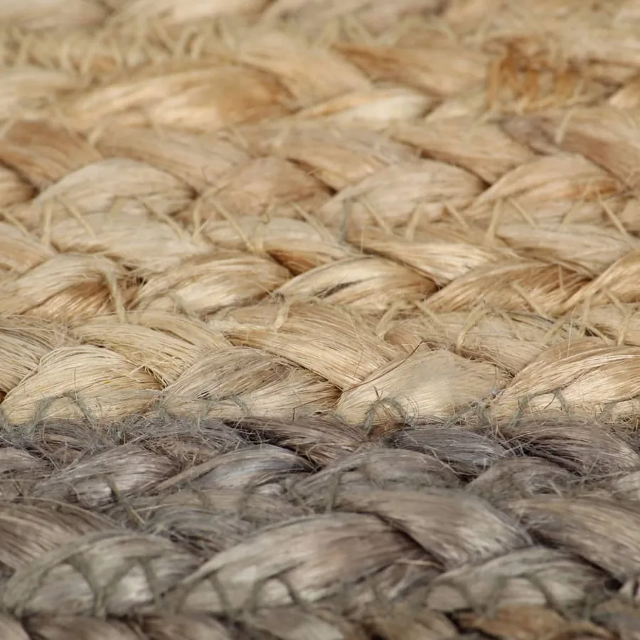 Tapis fait à la main Jute avec bord gris 90 cm - 5