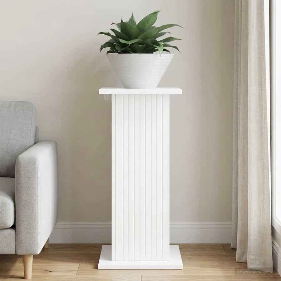 Support de Plante Blanc 30,5 x 30 x 60,5 cm Bois d'ingénierie - 4