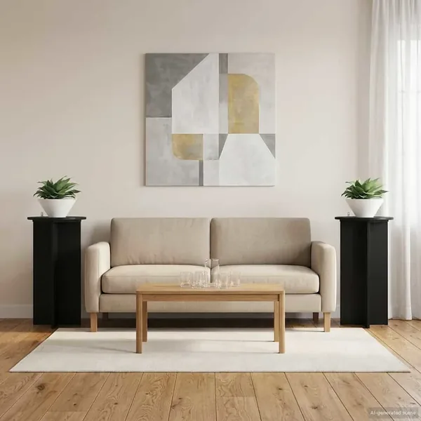 Support de Plante 2 pcs Noir 40 x 40 x 80 cm Bois d'ingénierie