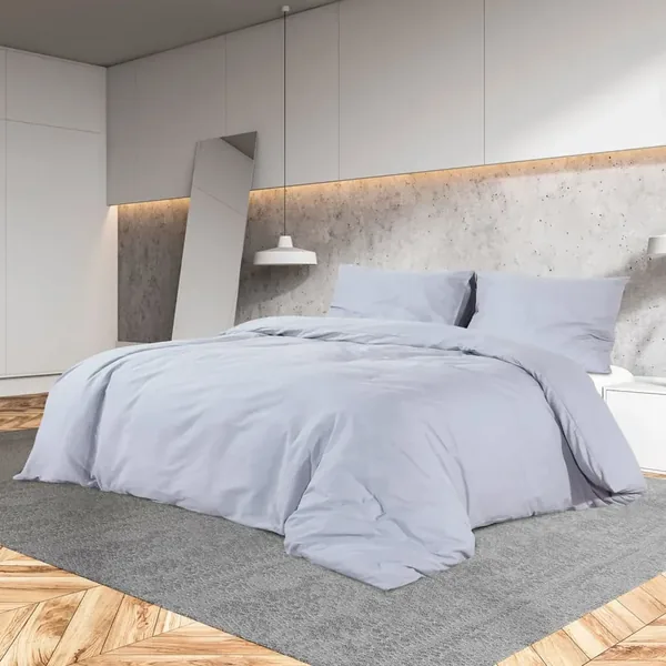 Ensemble de housse de couette Gris 200x200 cm Coton