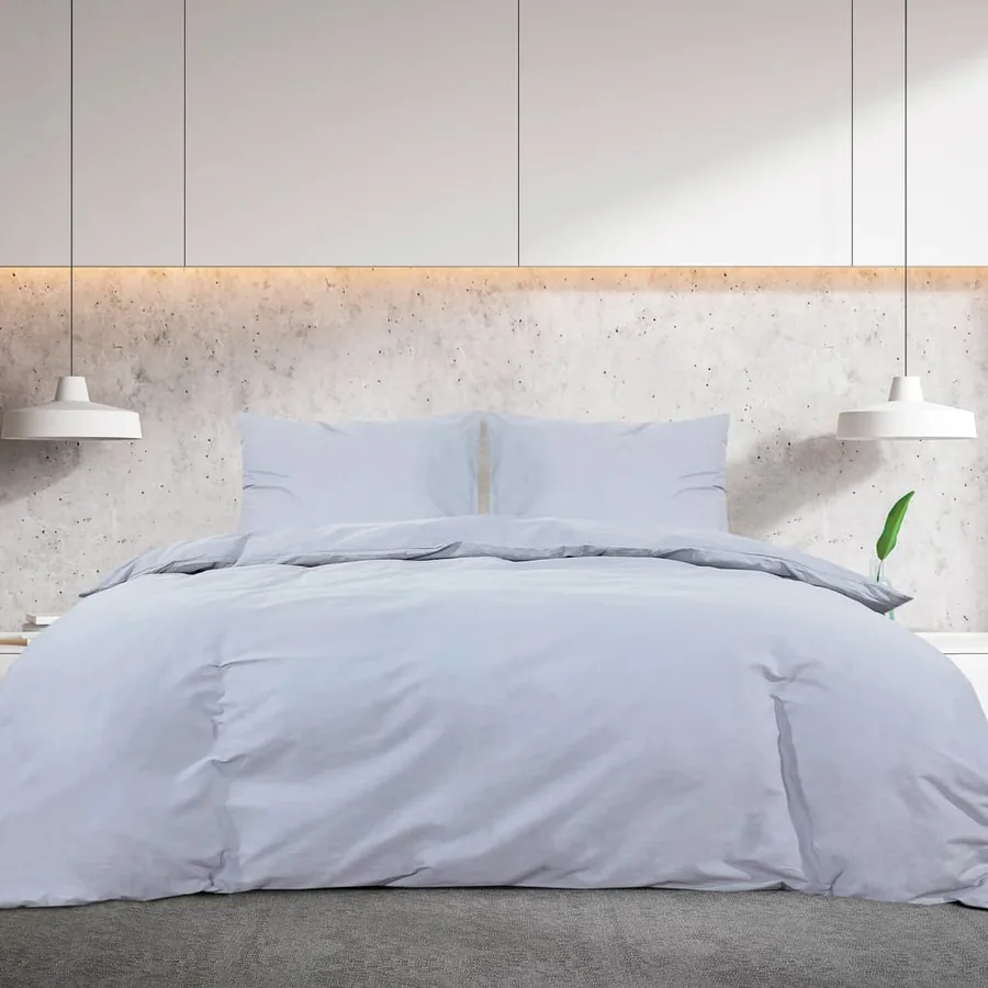 Ensemble de housse de couette Gris 200x200 cm Coton - 3