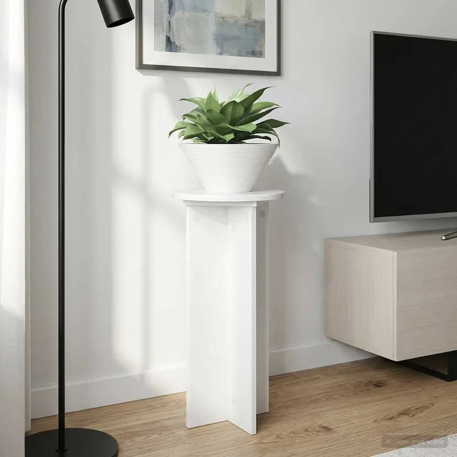 Support de Plante 2 pcs Blanc brillant 29,5 x 29,5 x 60 cm - 4