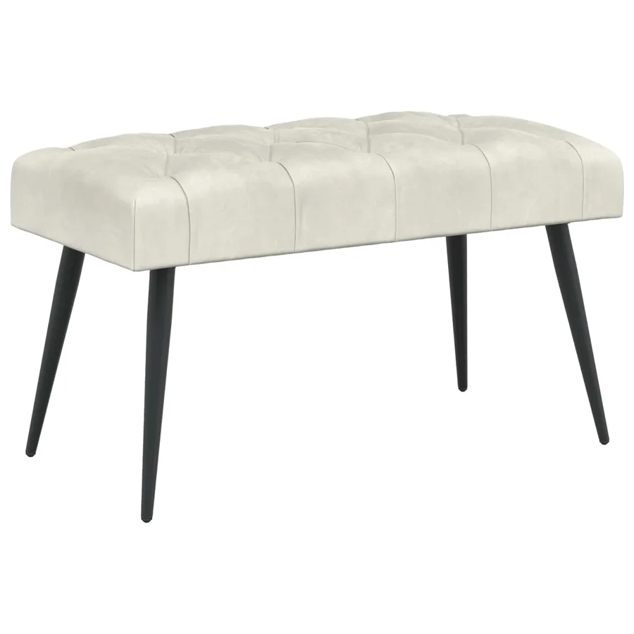 Banc avec capitonnage bouton Crème 80 x 40 x 46 cm Velours - 2