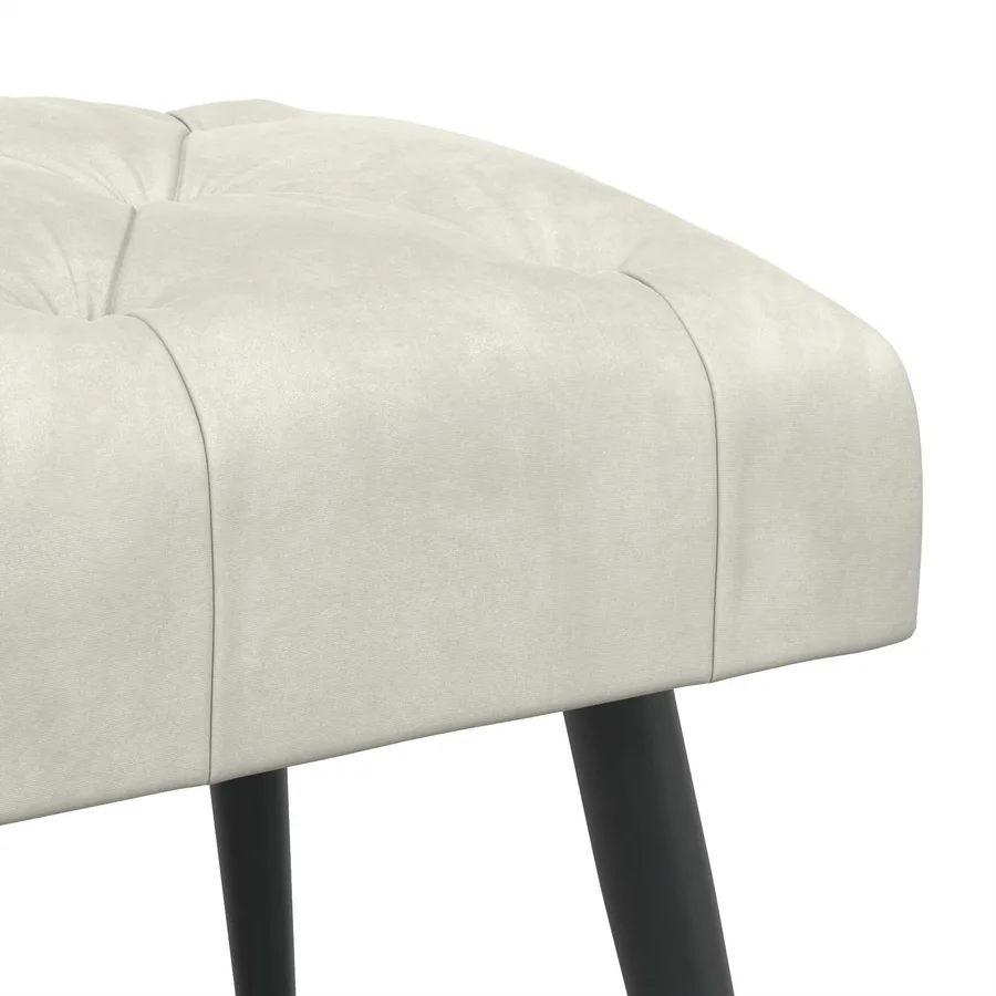 Banc avec capitonnage bouton Crème 80 x 40 x 46 cm Velours - 6