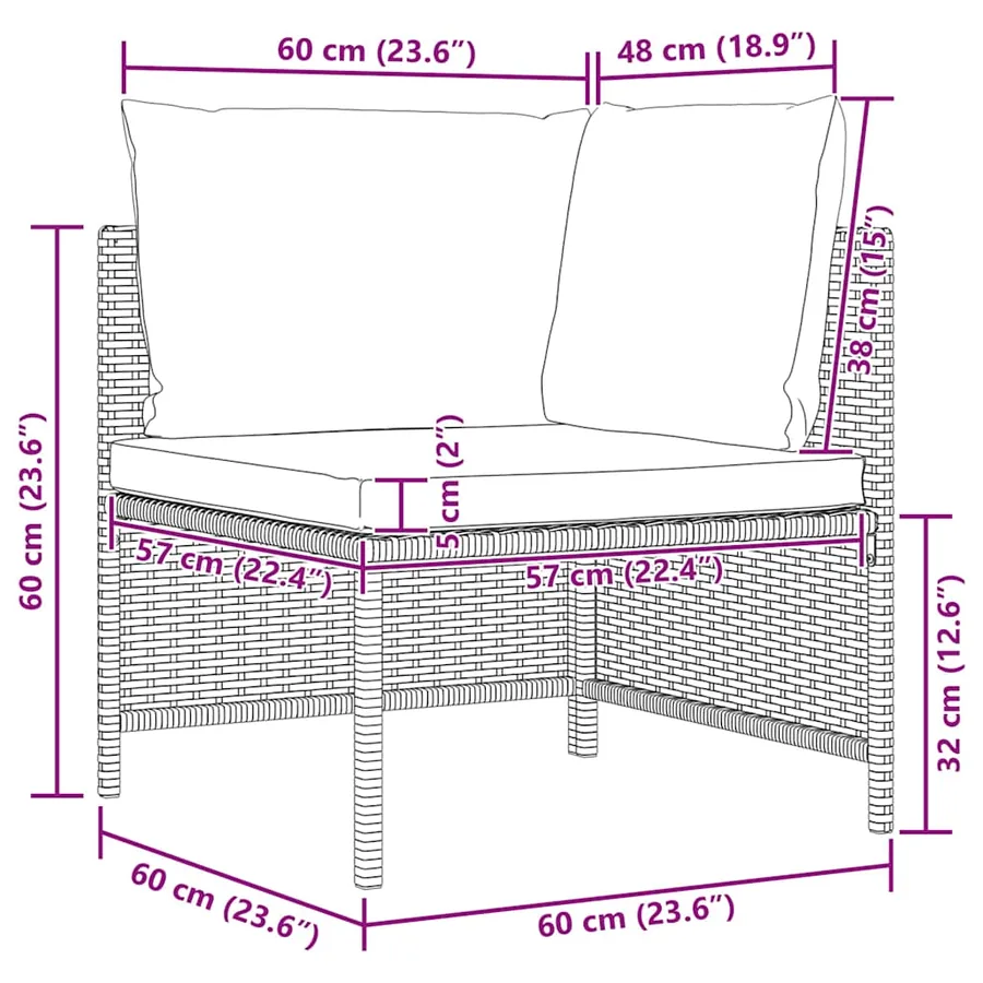 Canapés de jardin 4 pcs avec coussins Noir Résine tressée - 10