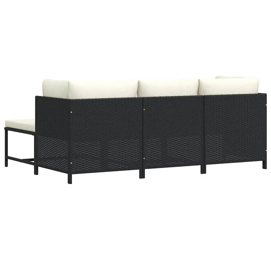 Canapés de jardin 4 pcs avec coussins Noir Résine tressée - 6