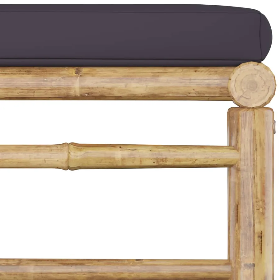 Salon de jardin 7 pcs avec coussins gris foncé bambou - 14