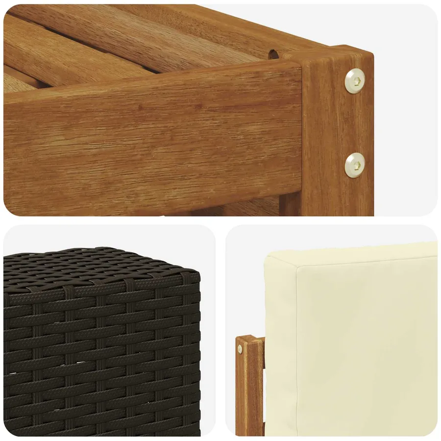 Ensembles de canapés avec coussin 9 pcs Bois d'Acacia Massif - 5