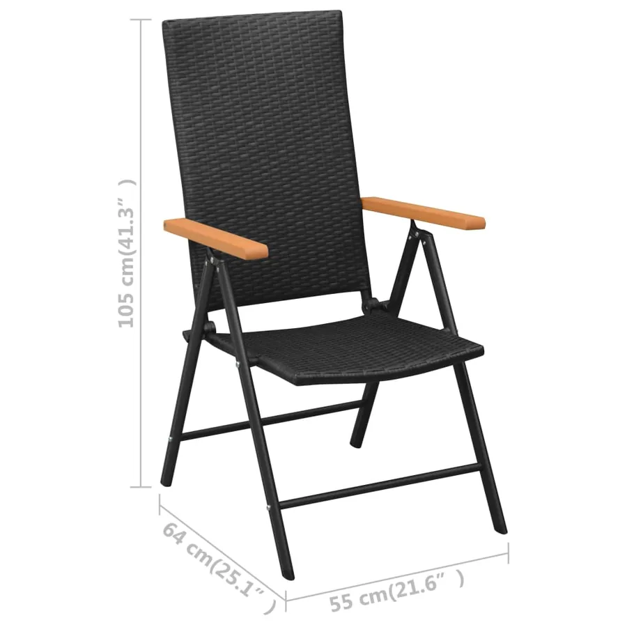 Ensemble à manger de jardin 7 pcs noir et marron - 11