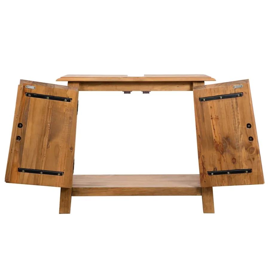Meuble-lavabo de salle de bains pin massif 70x32x63 cm - 5