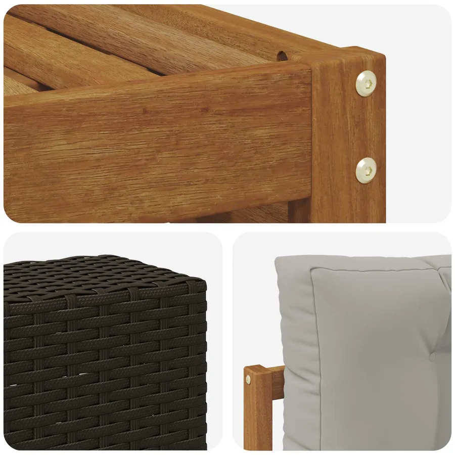 Ensemble de canapés d'extérieur 7 pcs Naturel et gris clair - 6