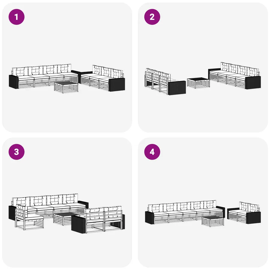 Ensemble de canapés d'extérieur 8 pcs Naturel et gris clair - 6