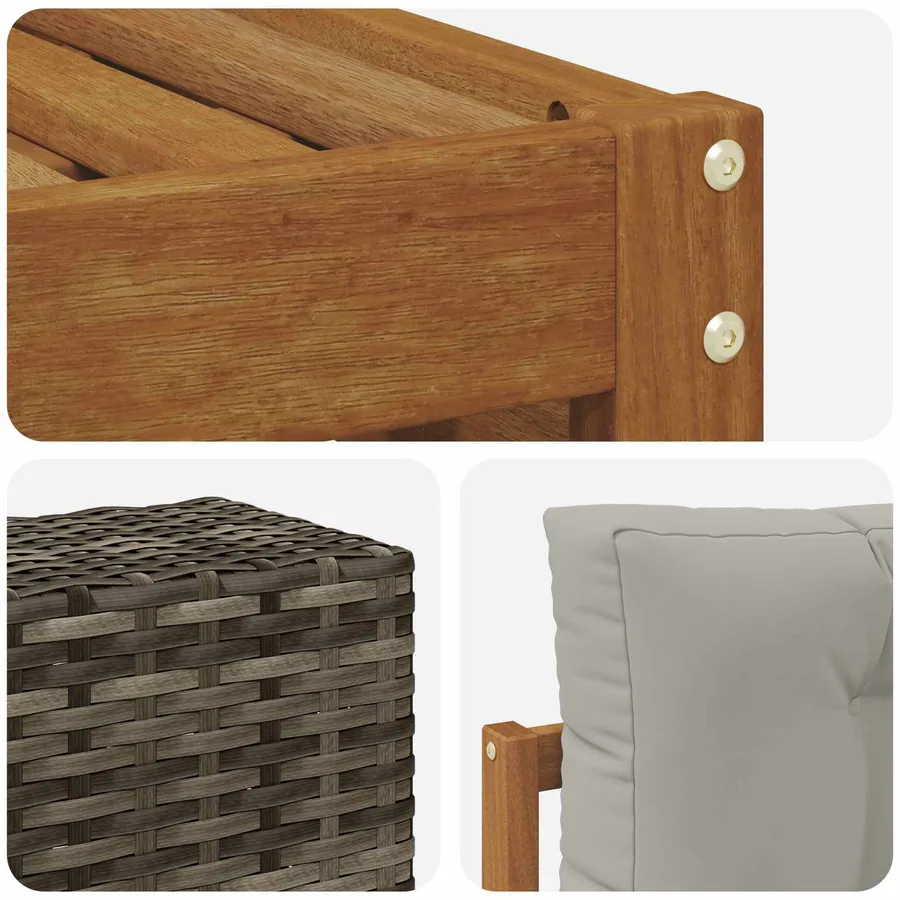 Ensemble de canapés d'extérieur 5 pcs Naturel et gris clair - 5