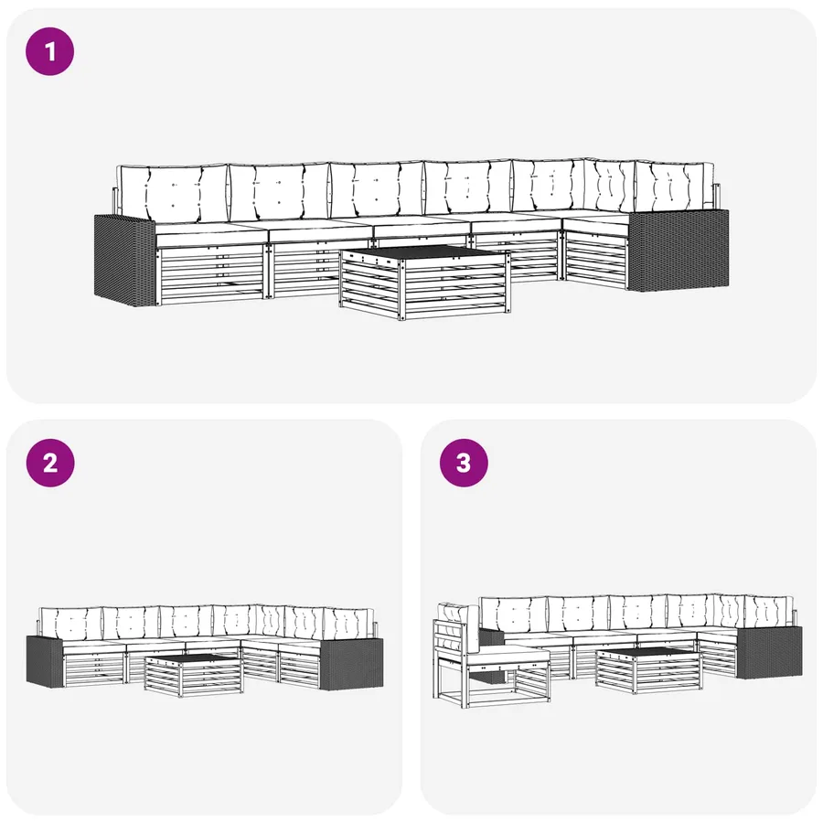 Ensemble de canapés d'extérieur 7 pcs Naturel et Beige - 7