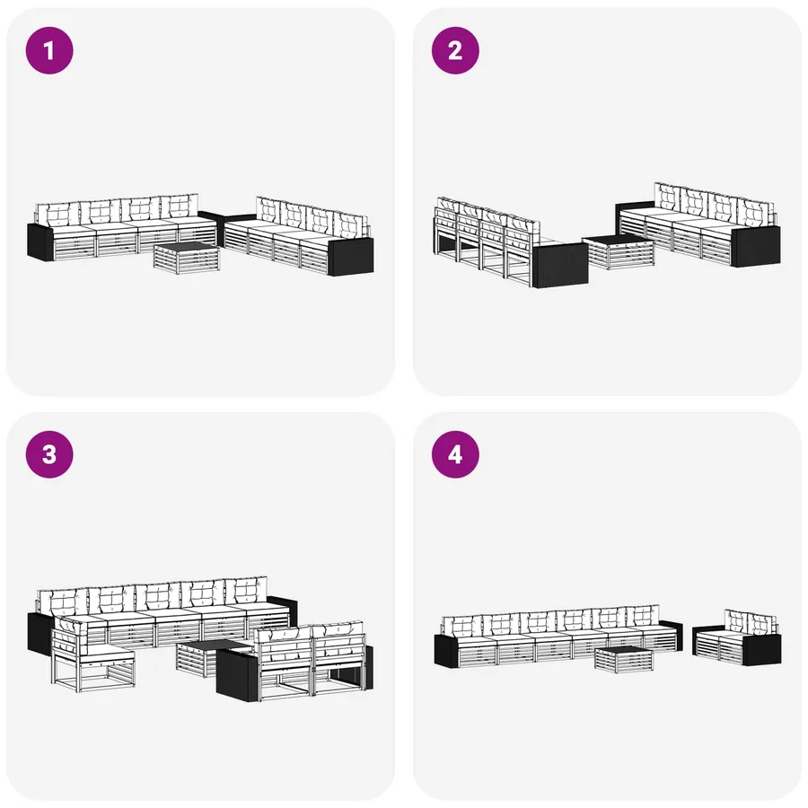 Ensemble de canapés d'extérieur 9 pcs Naturel et Beige - 6