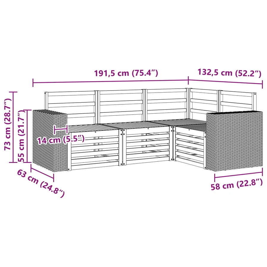 Ensembles de canapés 4 pcs Bois d'Acacia Massif - 5