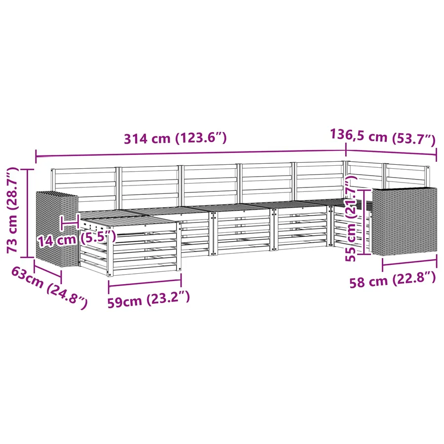 Ensemble de canapé d'angle 7 pcs Naturel - 9