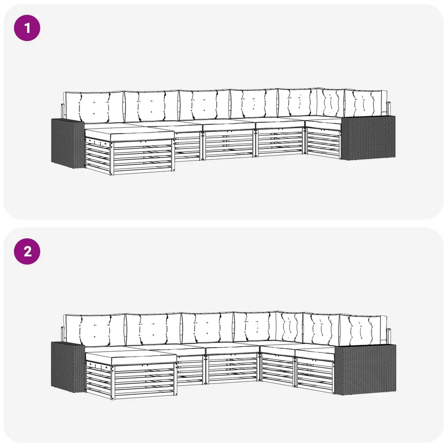 Ensemble de canapés d'extérieur 7 pcs Naturel et gris clair - 7