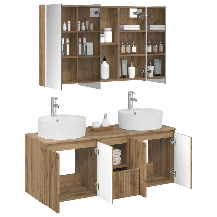 Ensemble d'armoire de salle de bain 4 pc Chêne artisanal - 3