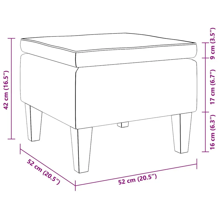 Tabouret avec pieds en bois Crème Velours - 7