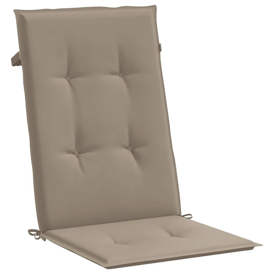 Coussins de chaise de jardin dossier haut lot de 6 taupe tissu - 5